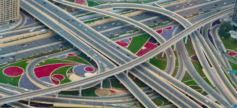 Arial view of Dubai's roads