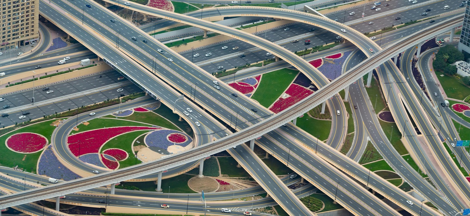 Arial view of Dubai's roads