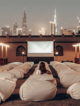 Outdoor cinema with Dubai skyscraper background