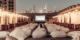 Outdoor cinema with Dubai skyscraper background