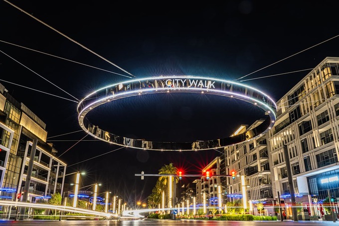 nighttime view of city walk dubai